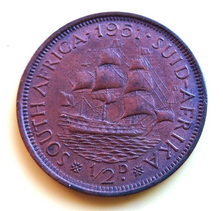 1951 SA Union 1/2d Half Penny Coin