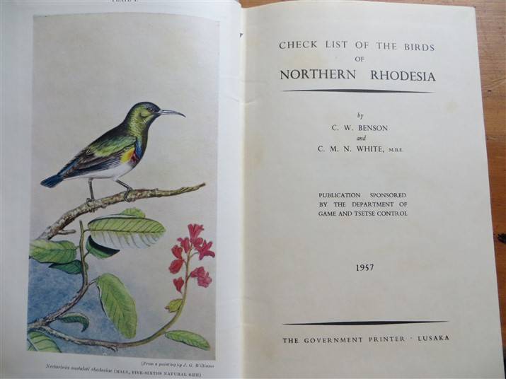 Birds of Northern Rhodesia - A Checklist (1957) Benson & White
