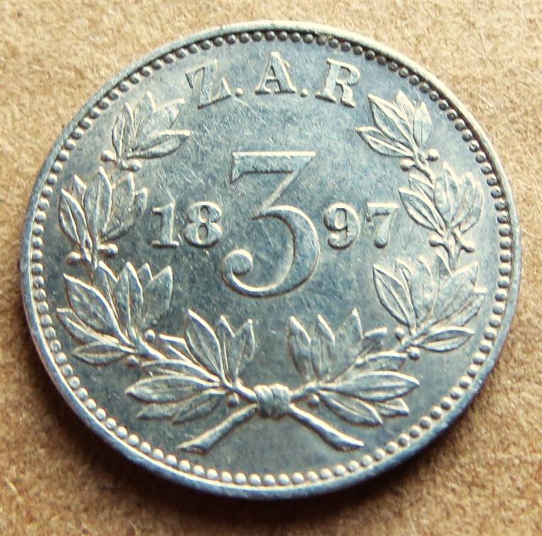 ZAR 1897 Three Pence 3d Silver