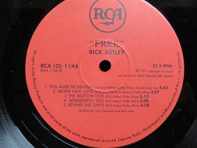 Rick Astley - Free -  Vintage Vinyl LP