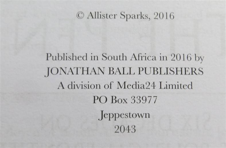The Sword and the Pen - Allister Sparks - Signed Copy