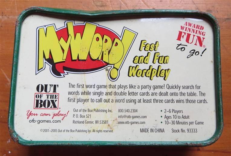 My Word Card Game in Tin with Rules