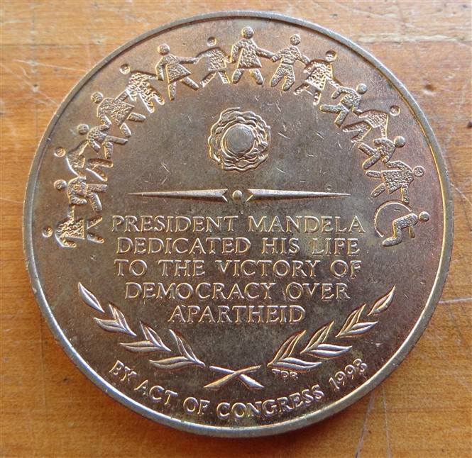 1998 Nelson Mandela Medallion - By Act of Congress - 38mm