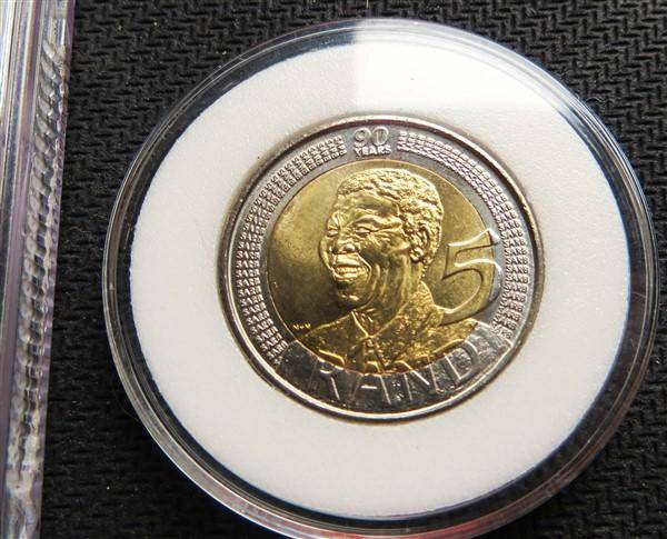 2008 Proof Mandela R5 - PF66 Graded and 2008 UNC Coin