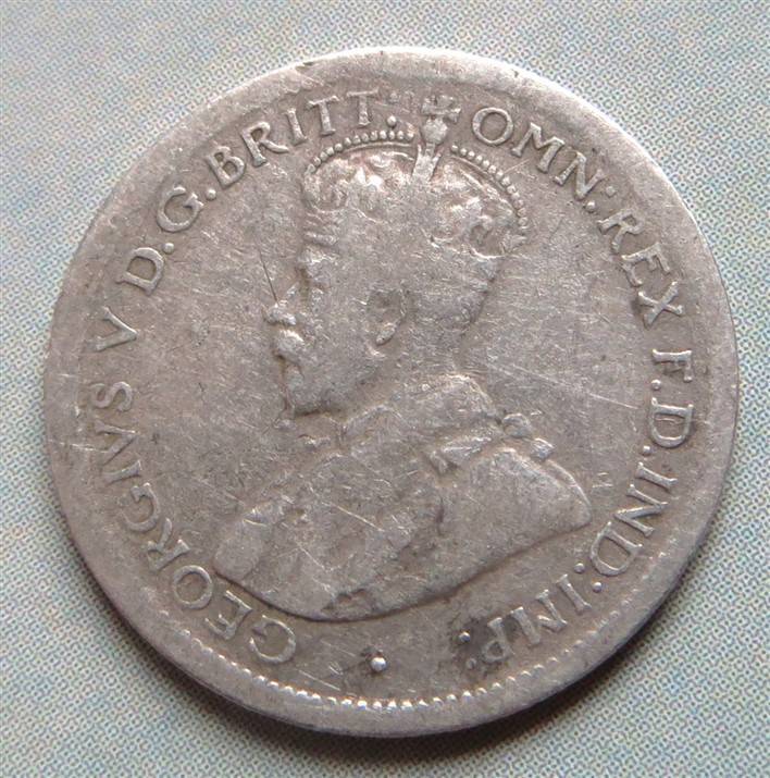 1921 Australia Silver 6d Sixpence Coin