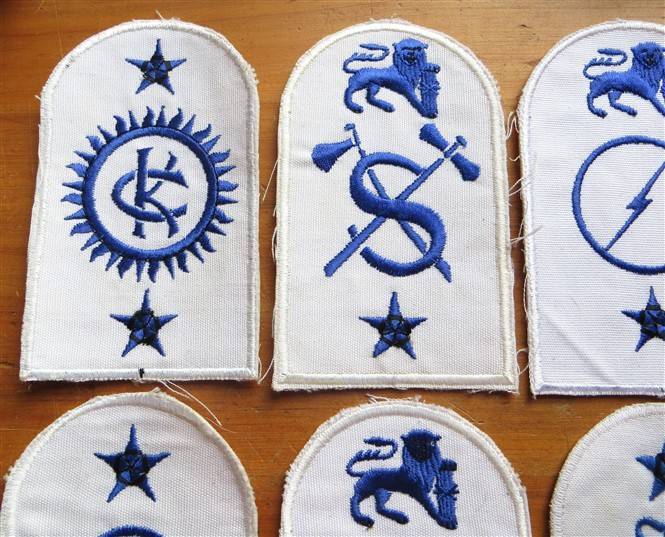 8 x SA Navy - Blue on White Embroidered Badges