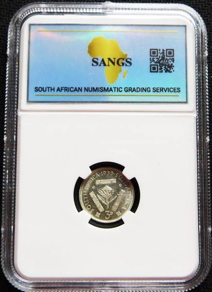 1939 3d AU55 Graded 3d Silver Coin