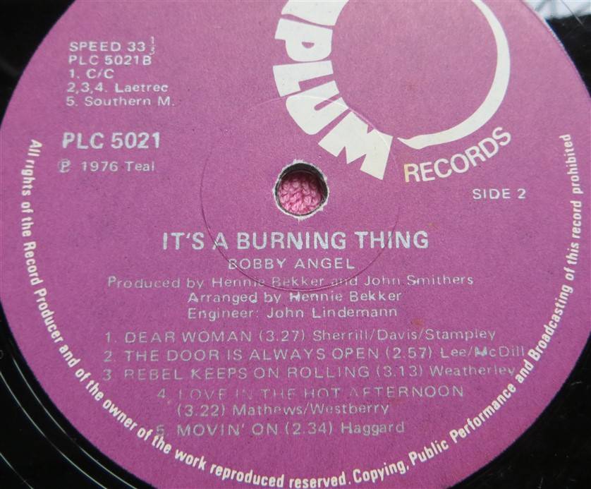 Bobby Angel - Its a burning Thing - Vintage Vinyl LP VG
