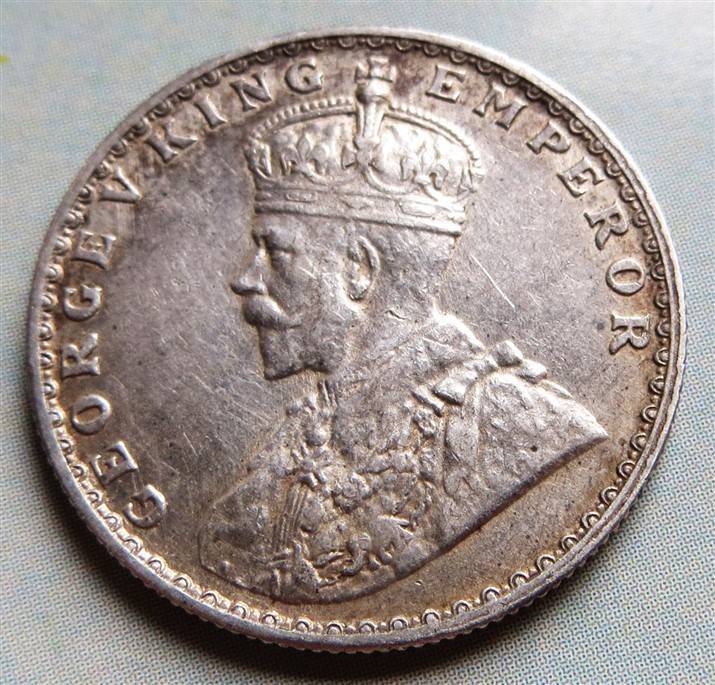 1924 British India Half Rupee Silver Coin - Scarce