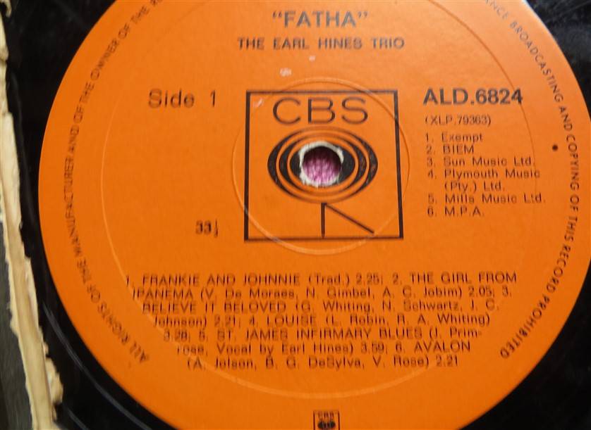 Fatha - The New Earl Hines Trio - Vintage Vinyl LP VG
