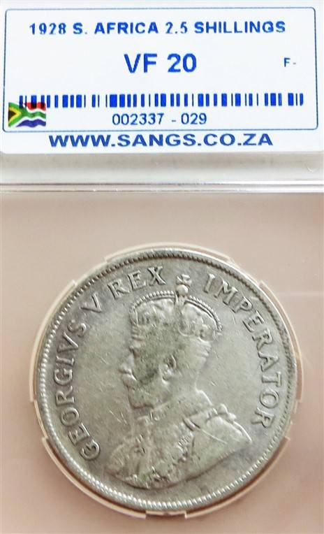 1928 SA VF20 Silver 2/6 Halfcrown Graded