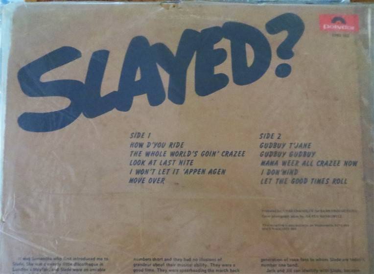 Slade - Slayed? Vinyl LP VG/Cover poor