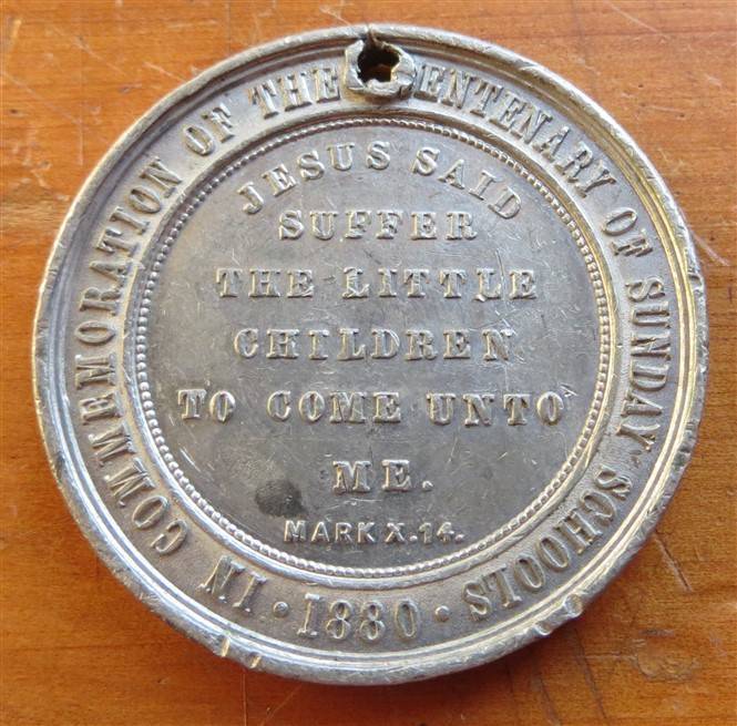 1880 Centenary Commemorative Robert Raike Sunday Schools Medallion