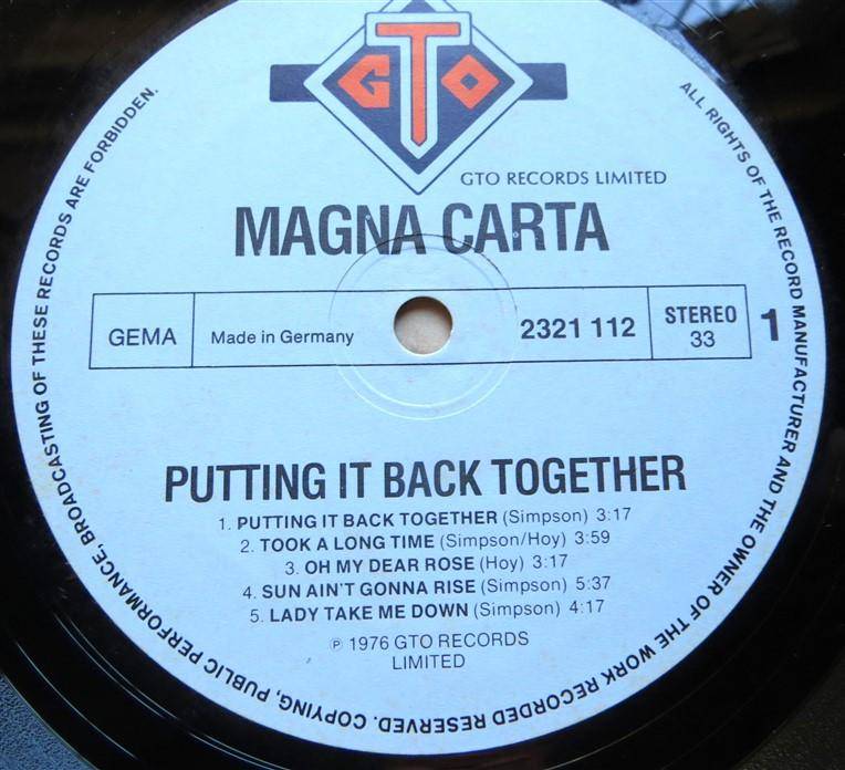 Magna Carta - Putting it Back Together  - Vintage Vinyl LP VG