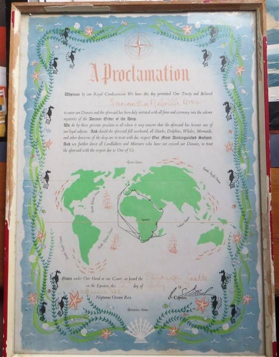 Framed Proclaimation - Ancient Order of the Deep signed on Edinburgh Castle Ship