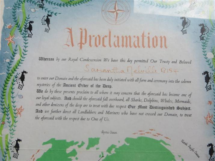 Framed Proclaimation - Ancient Order of the Deep signed on Edinburgh Castle Ship