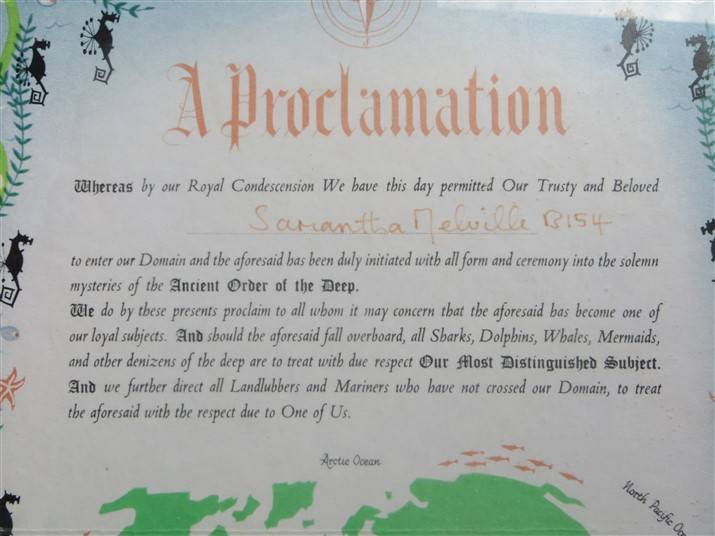 Framed Proclaimation - Ancient Order of the Deep signed on Edinburgh Castle Ship