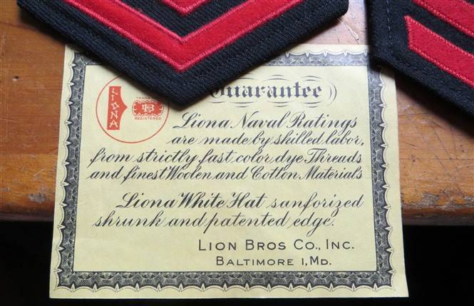 3 x US Naval Rating Badges - 1 with Certificate