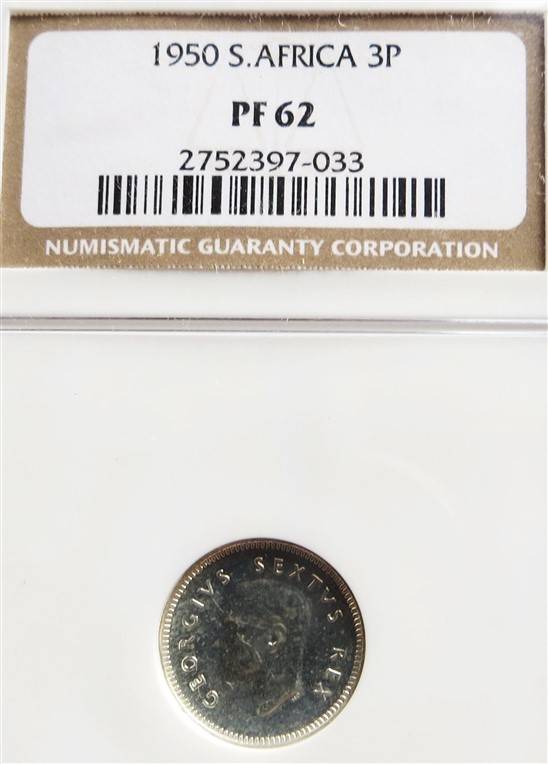 1950 3d Tiekie Silver NGC PF62 Graded Mintage : 500