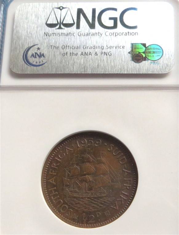1959 1/2d Half Penny NGC MS62BN Graded