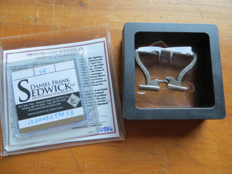 1761 Silver Shoe Buckle from "Auguste" Shipwreck - Cert. of Authenticity