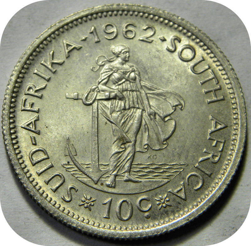 Top Grade RSA: 1962 van Riebeeck 10c Shilling in UNC below R250!  Two specimens available.