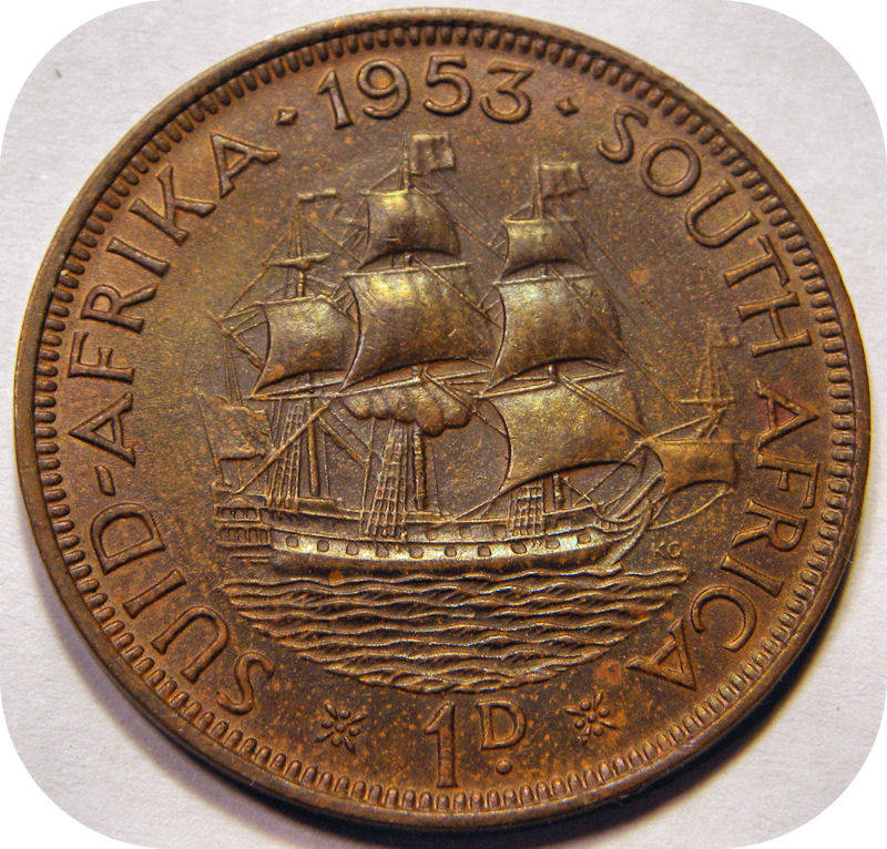 Top Grade SA Union: 1953 Penny 1d in A/UNC below R40!