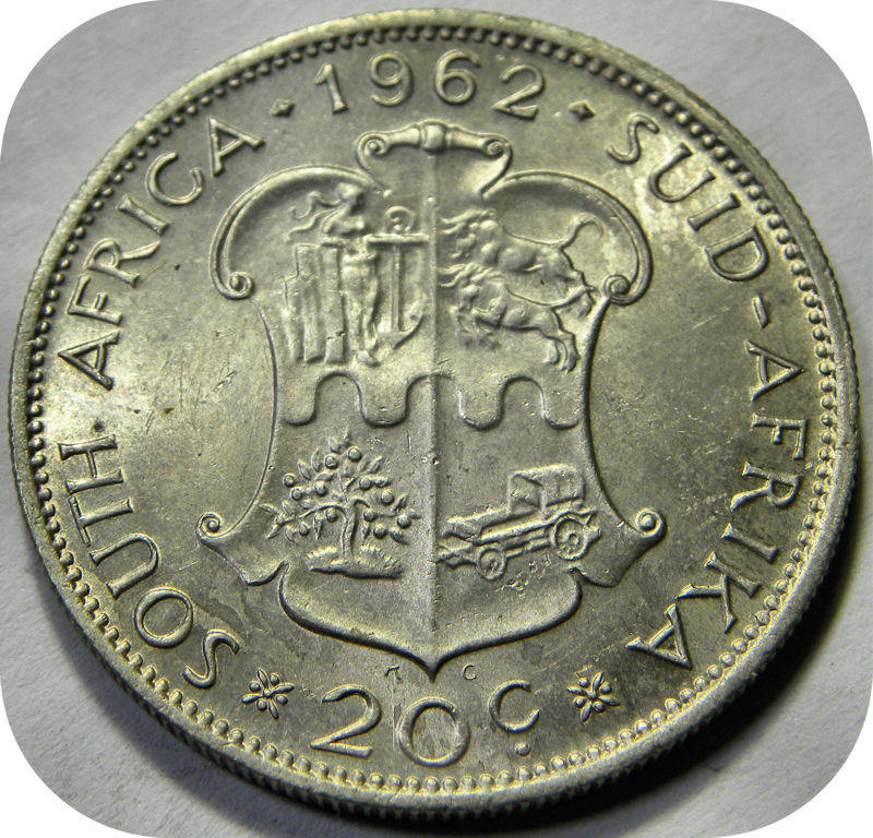 RSA silver:  1962 van Riebeeck 20c in Brilliant UNC!  Two Specimens available!
