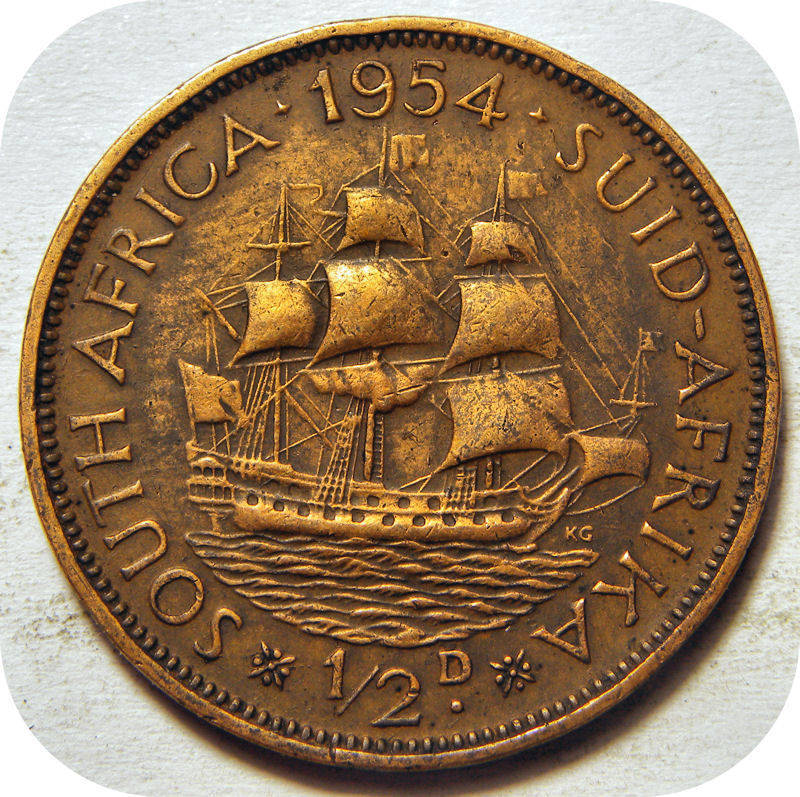 The scarce 1954 Half penny 1/2d below R100!