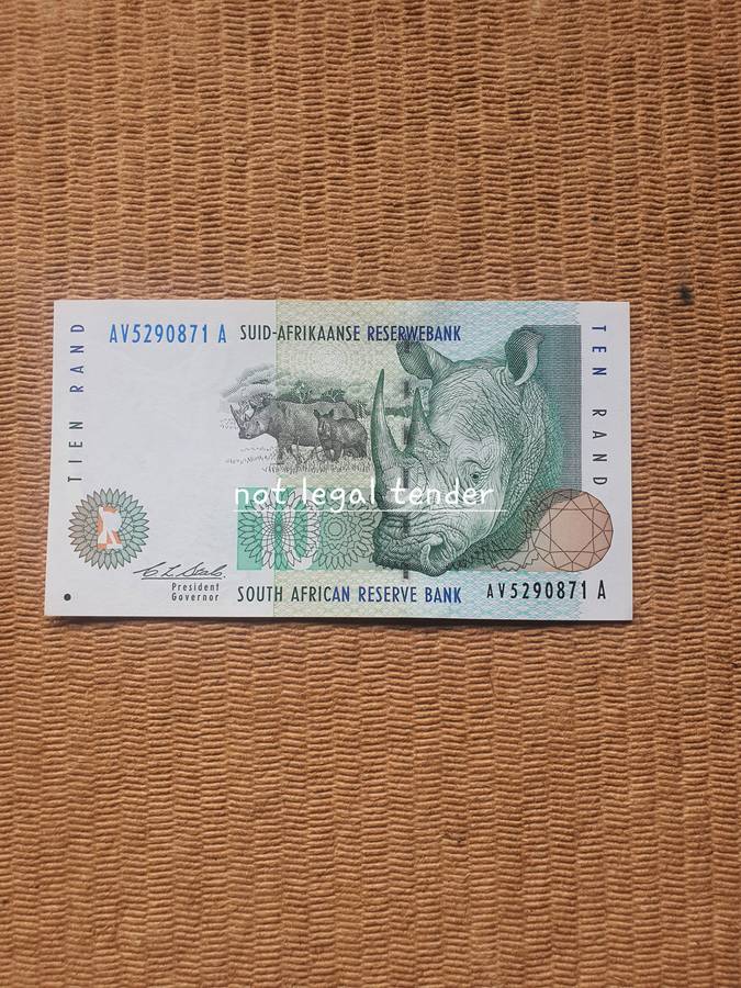 UNC C Stals 2nd Issue Afr/Eng Ten Rand Banknote (AV)
