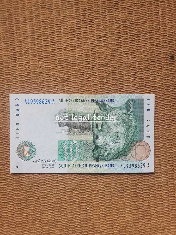 UNC C Stals 2nd Issue Afr/Eng Ten Rand Banknote (AL95)