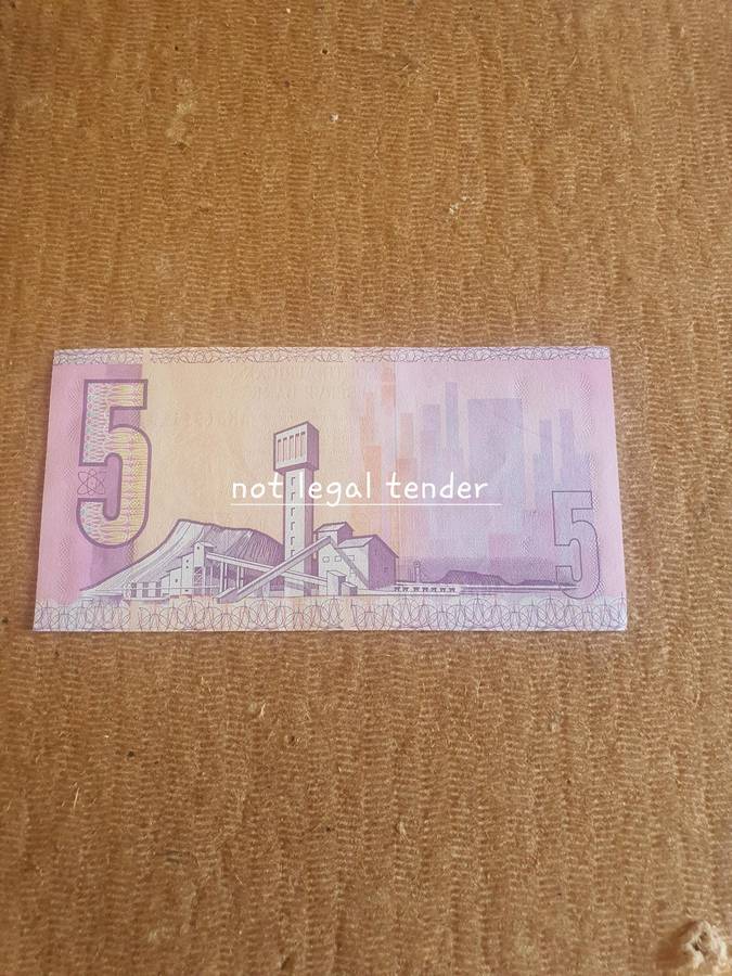 UNC 1990 C Stals 1st issue Eng/Afr Five Rand Banknote. (AK)