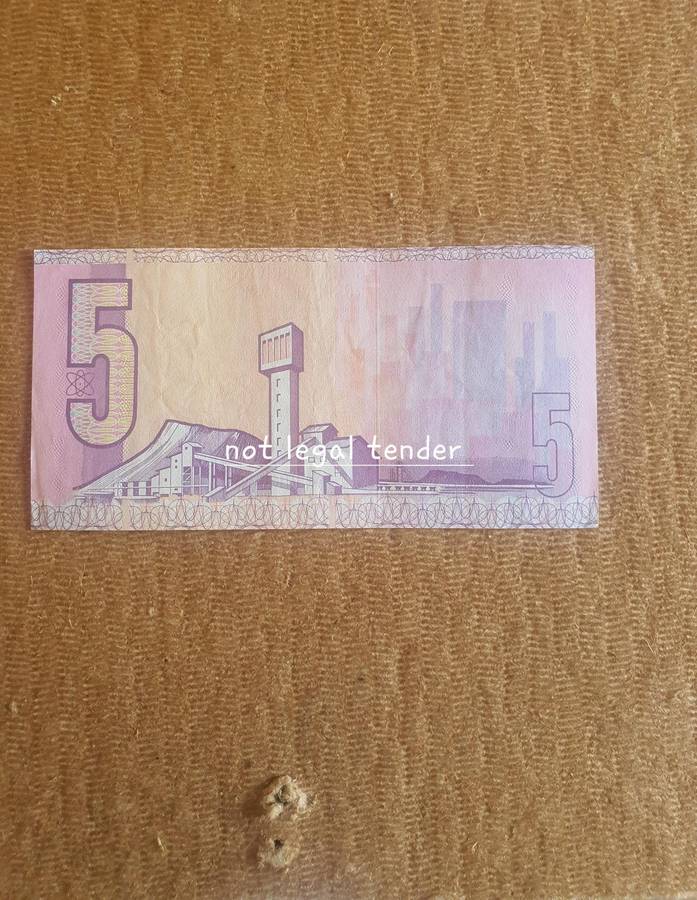 A/UNC 1990 C Stals 1st issue Eng/Afr Five Rand Banknote. (BS)