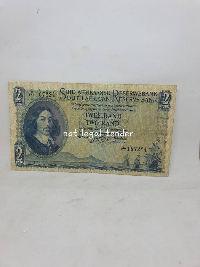 1962 G Rissik 1st issue Afr/Eng Twee Rand Banknote (B177)