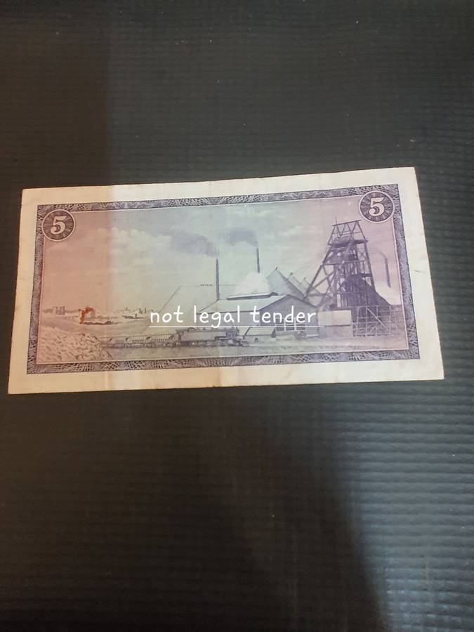 1966 G Rissik 2nd issue Eng/Afr Five Rand Banknote. (F10)