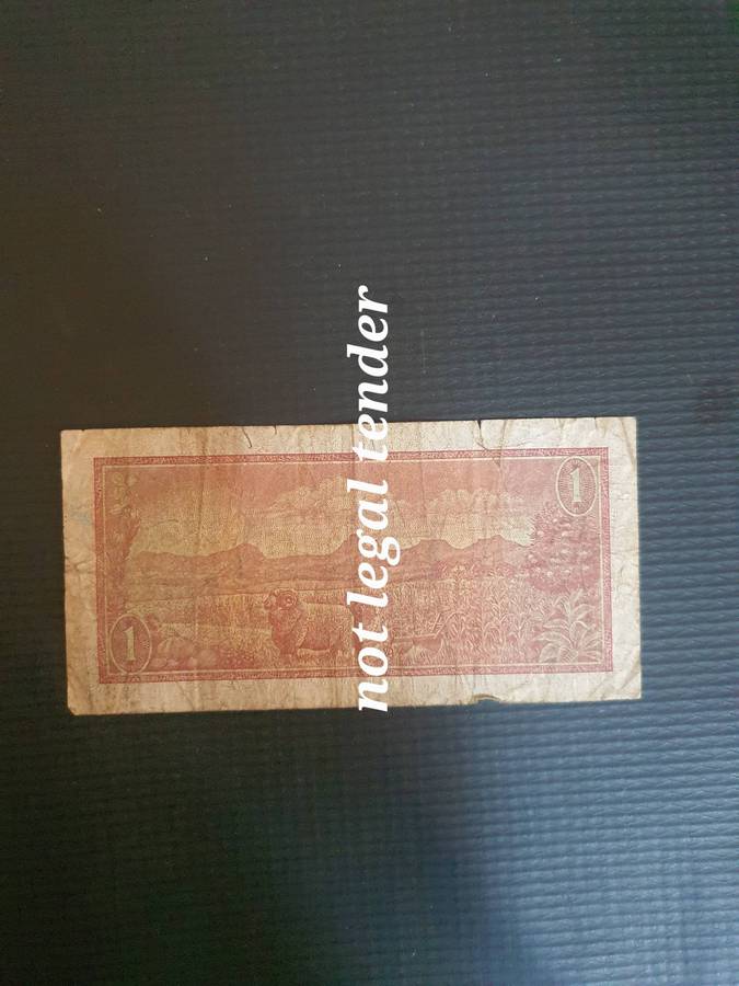 1978 TW de Jongh 1st issue One Rand  Banknote Springbok Watermark Serial A721 111111