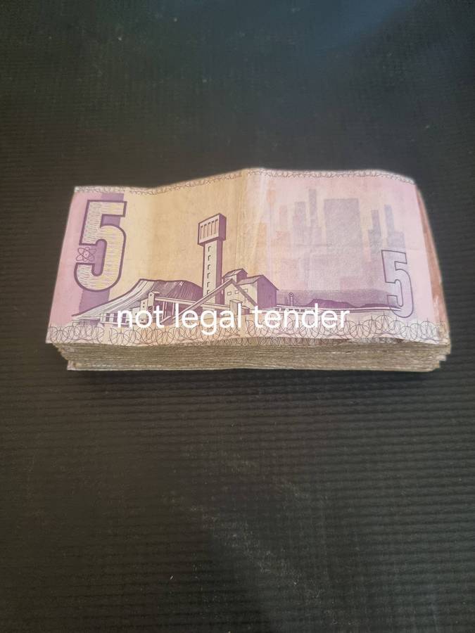 81 C Stals five rand notes. Buy now per note.