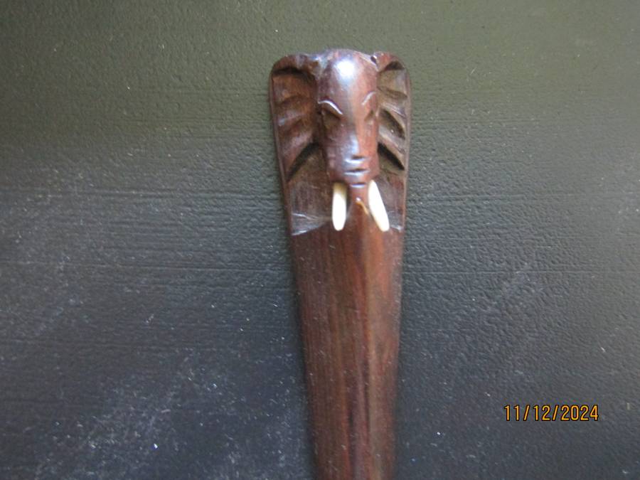 Sterling Silver And Wooden East Africa Elephant motive Spoon