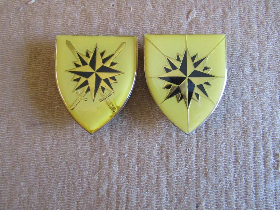 SADF Pair of  Reconnaissance HQ Shoulder Flashes . Pins intact.