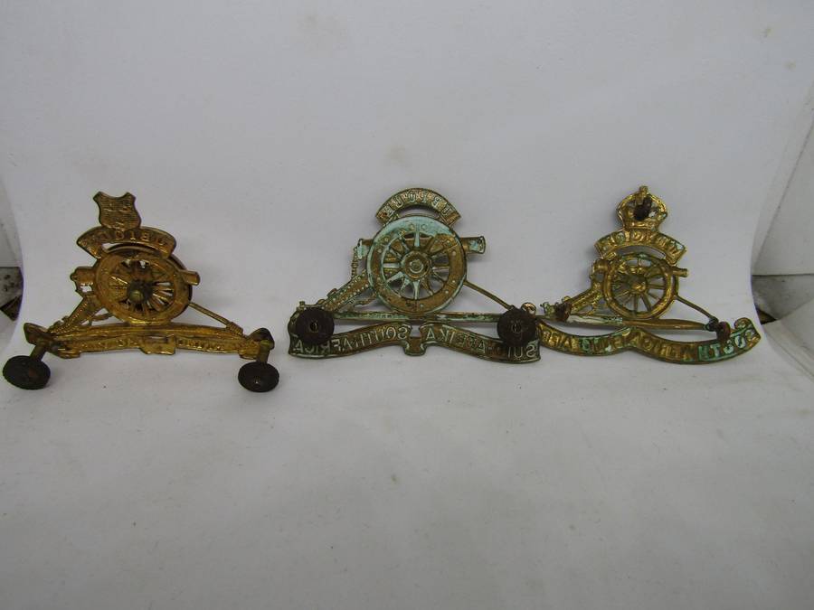 3 Free State and SA Artillery Corps Cap Badges