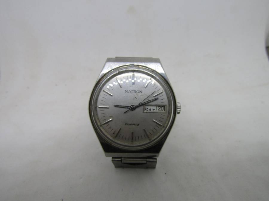 Natron  Men's Wrist watch. For Spares and restoration works but stops. Selotape mon back