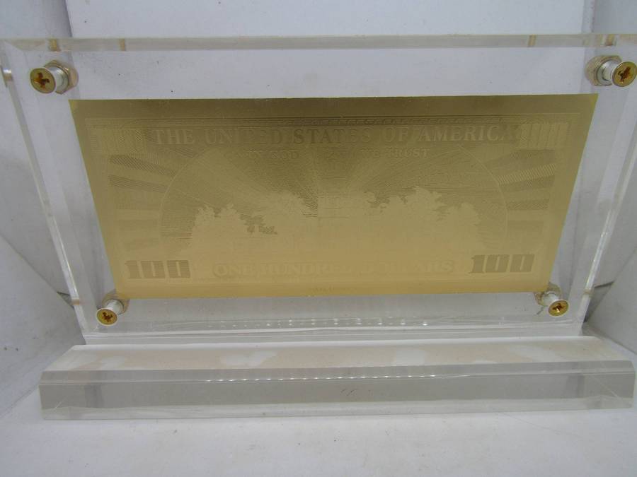 Gold 999.9 $100 Gold Plated Banknote with Stand