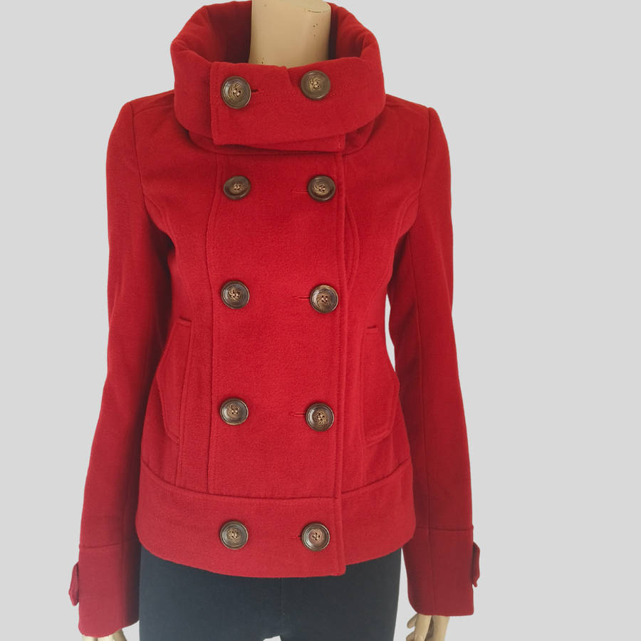 Red Double-Breasted Short Coat size 10 from Pimkie