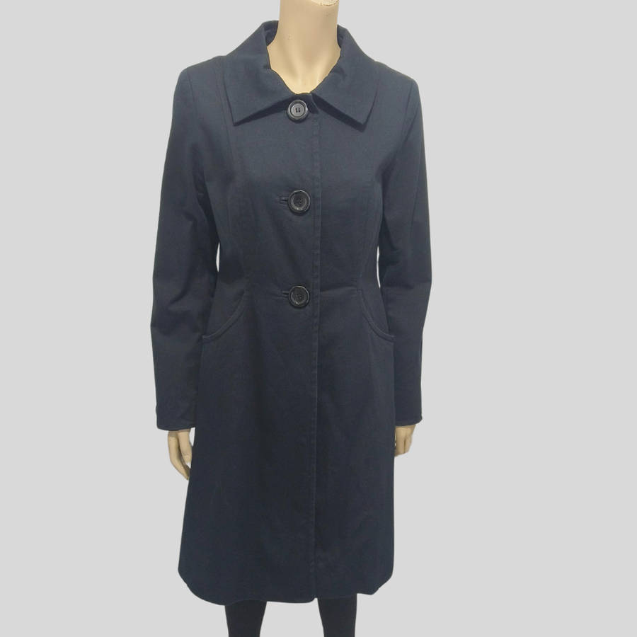 Navy blue long over coat from H+M size  10