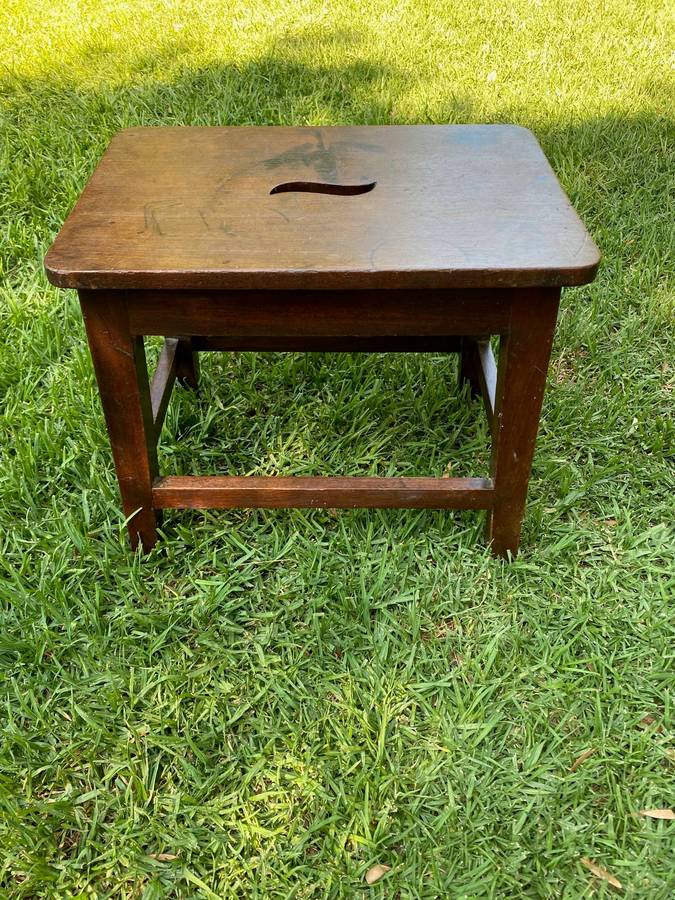 Antique English Oak Side Table Step Stool, 19th century