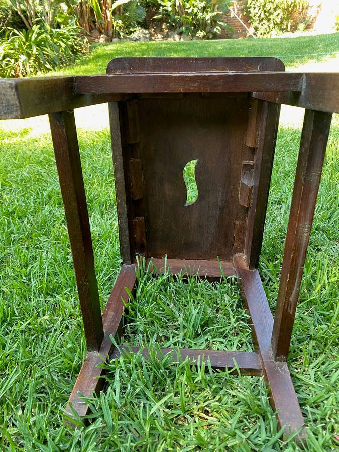 Antique English Oak Side Table Step Stool, 19th century