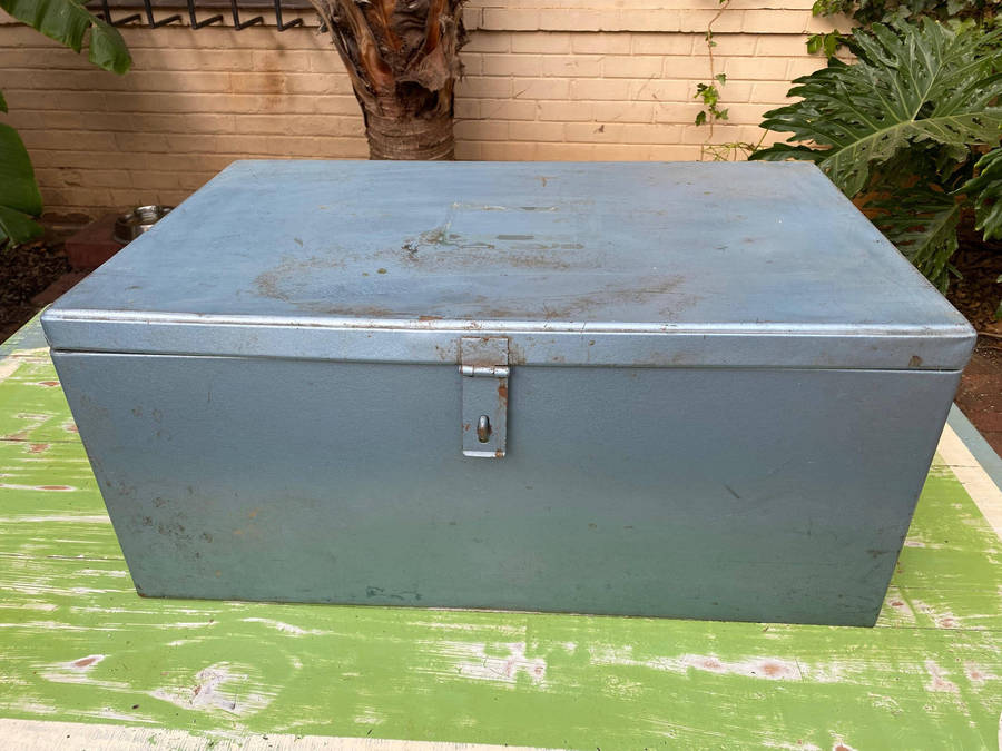 Large Vintage Steel Portable Lockable Storage Chest