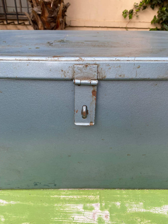 Large Vintage Steel Portable Lockable Storage Chest