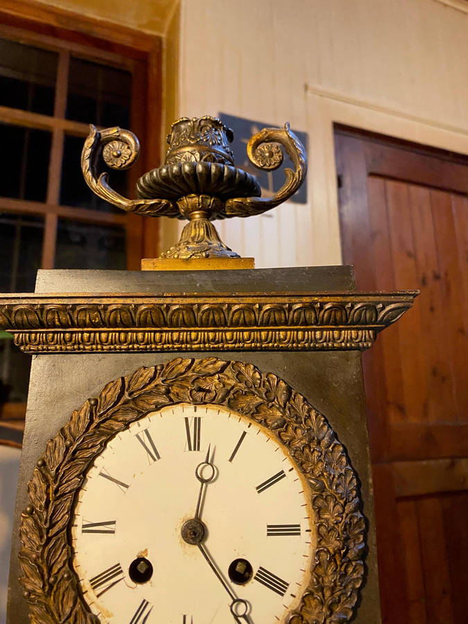 Antique French Style Bronze Mantle Clock