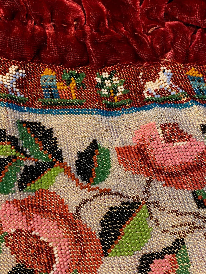 Beautiful antique micro beaded draw string purses 19th Century